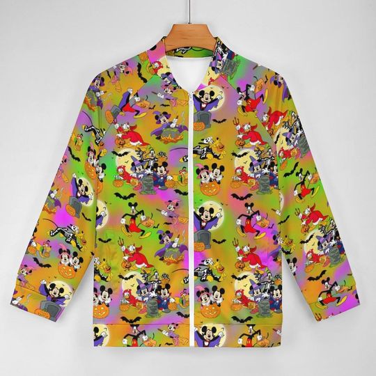 Mickey and Friends Halloween Zip-Up Jacket | Mickey and Friends Jacket | Halloween Scrub Jacket | Disney Parks Jacket | Disney Nurse Jacket