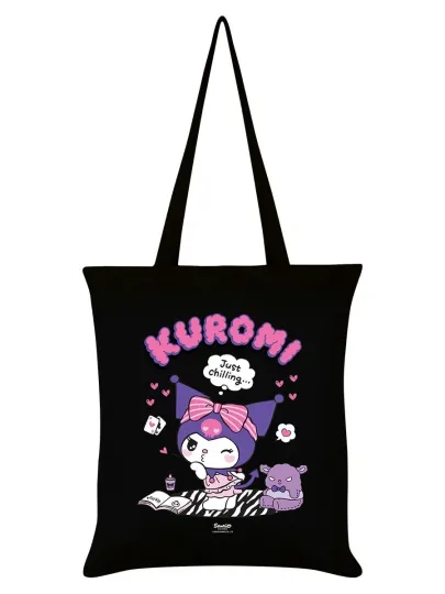 Kuromi Just Chilling Black Tote Bag