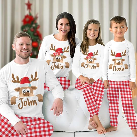 Discover Family Christmas Pajamas Matching Set, Santa Deer Holiday Pajamas, Merry Christmas Pajamas For Party, Reindeer Pajamas, Xmas Gift