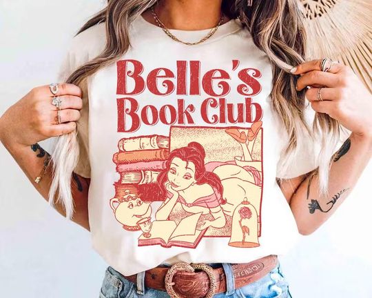 Discover Disney Beauty and The Beast Belle's Book Club Retro Shirt, Disney Princess Belle Shirt, Disneyland Princess Girl Trip Tee