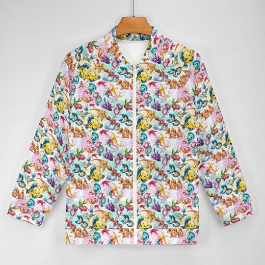 Discover Flounder and Friends Jacket | Flounder Zip-up Jacket | Mermaid Jacket | Nurse Jacket | Disney Scrub Jacket | Disney Nurse Jacket