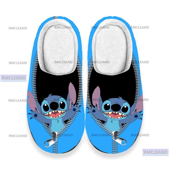 Discover Funny Stitch Zipper 3D All Over Printed Slippers, Stitch Indoor Slipper, Christmas Slippers, Winter Slipper