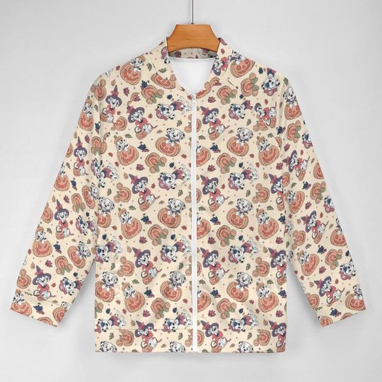 101 Dalmatians Halloween Zip-Up Jacket | Disney Dogs Halloween Jacket | Halloween Scrub Jacket | Disney Jacket | Disney Nurse Jacket