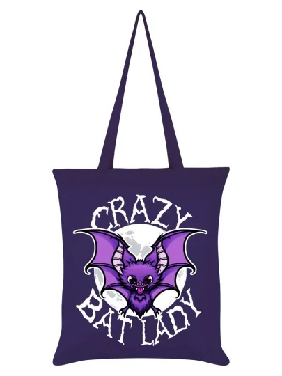Purple Tote Bag Crazy Bat Lady