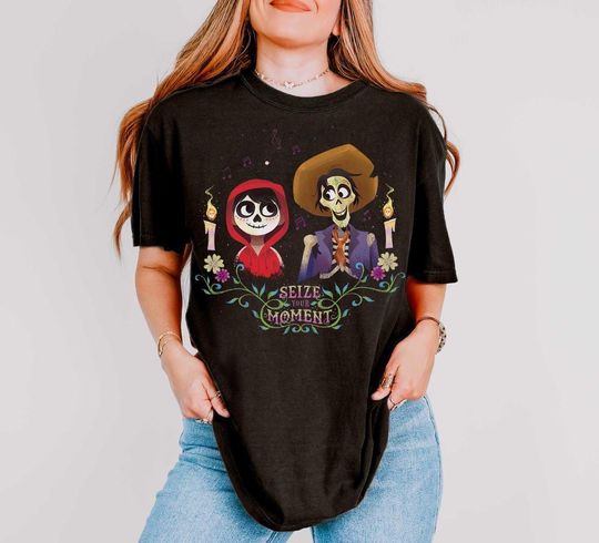 Discover Disney Pixar Coco Miguel Seize Your Moment T-Shirt, Disney Coco Skeletons Shirt , Disney Trip Matching Family Shirt, Magic Kingdom, WDW Tee