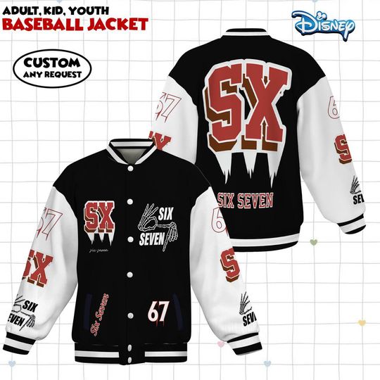 6 7 Baseball Jacket, Funny Halloween costume for kids or parents, great for teachers, six seven Tiktok trend, Meme shirt, Funny Jersey