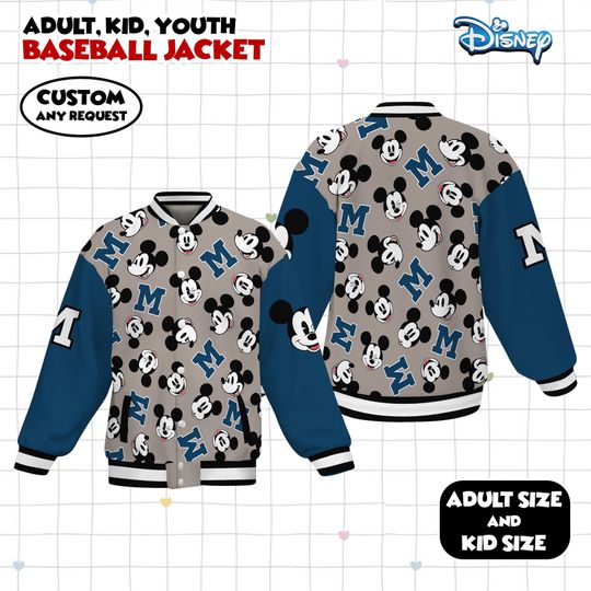 Discover Disney Mickey Baseball Jacket, Disney Mickey Mouse Varsity, Disneyland Baseball Team Matching Outfit, Birthday Gift