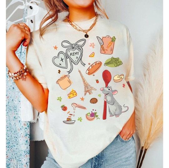 Discover Disney Remy Ratatouille Couquette Bow T-Shirt, Disneyland Matching Family Shirt, Anyone Can Cook, Remy's Ratatouille Adventure