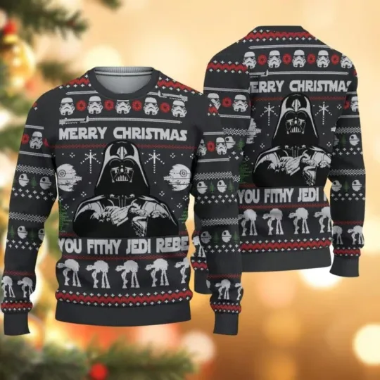 Discover XMAS Darth Vader Star Wars Ugly Sweater Merry Christmas Rebel Gift