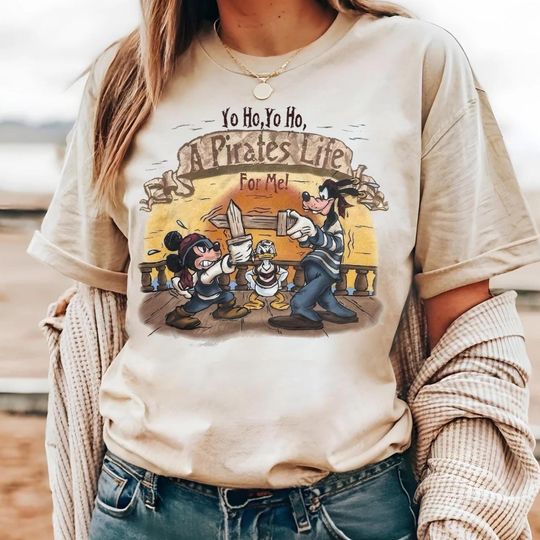 Discover Disney Mickey and Friends Yo Ho A Pirate's Life For Me Vintage T-Shirt, Disney Cruise Line Shirt, Disney Pirates of the Caribbean Shirt