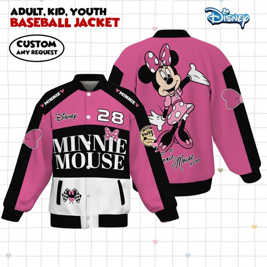 Discover Custom Disney Minniee Varsity Jacket, Kid Youth Adult Sports Jacket, Number Varsity, Personalised Unisex Varsity, Kids Baseball Jacket