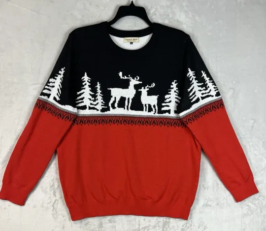 Discover Camii Mia Women Sweater 3XL Orange Ugly Christmas Pullover Xmas Reindeer Holiday