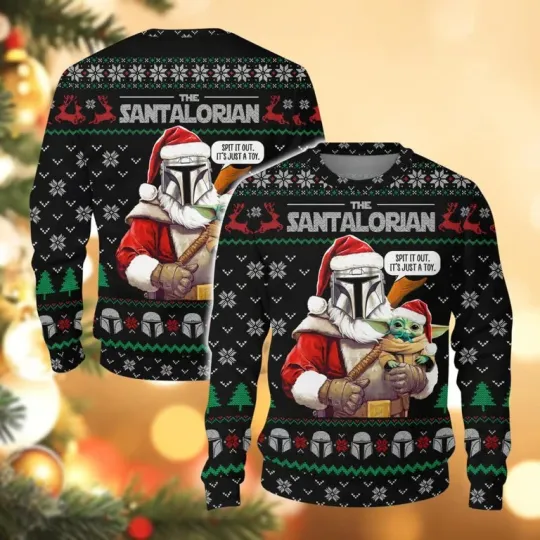 Discover XMAS Baby Yoda Mandalorian Ugly Sweater Star Wars Xmas Gift