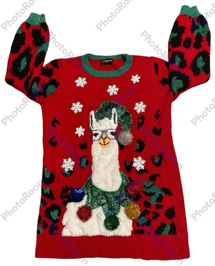 Discover * 33 Degrees Ugly Christmas Llama Sweater Size L Funny!￼￼￼