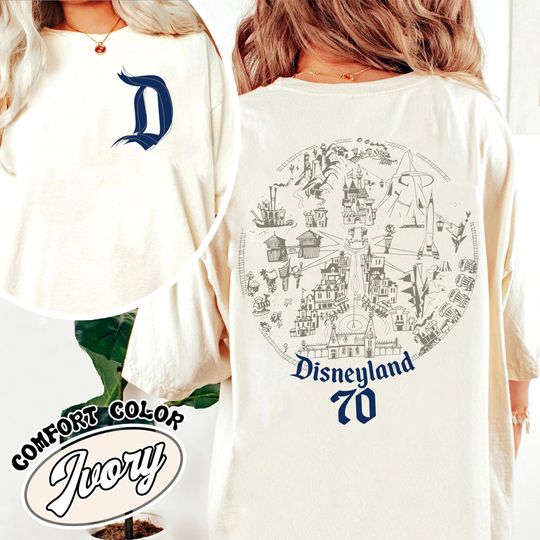 Disneyland Resort 70th Anniversary Map Double-Sided T-Shirt, Disneyland Matching Family Shirt, Disneyland 70 Years Platinum Celebration Tee