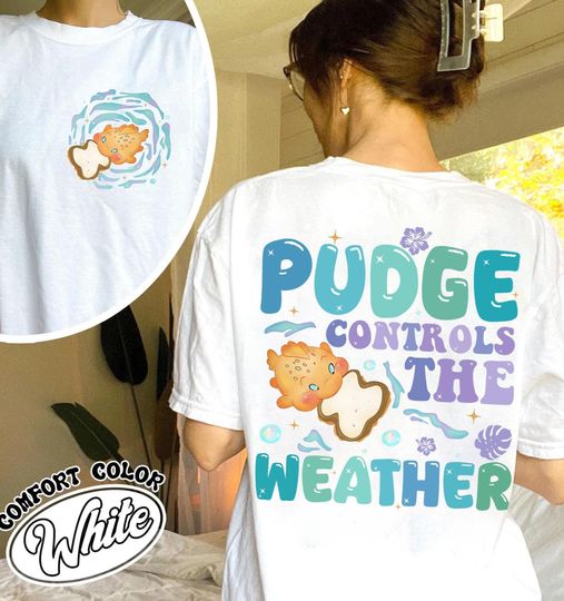 Discover Disney Lilo and Stitch Pudge Controls The Weather 2-sided T-Shirt, Disneyland Matching Family Shirt, Lilo & Stitch Movie Pudge The Fish Tee