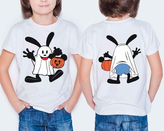 Discover Disney Oswald The Lucky Rabbit Ghost Trick or Treat Halloween T-Shirt, Mickey's Not So Scary Party ,Disneyland Family Halloween 2025 Trip