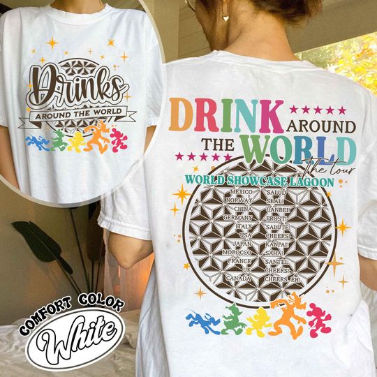 Discover Disney Epcot Drink Around The World T-Shirt, Disneyland Trip Matching Family Shirt, WDW Epcot World Tour Matching Shirt, Disney Traveler Tee