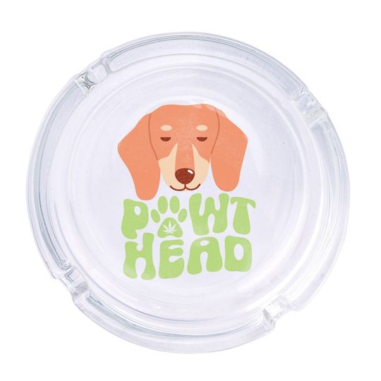 Discover Pawt Head Round Glass Ashtray 4.25", Cute Clear Glass UV Printed Ash Tray Smoking Gift