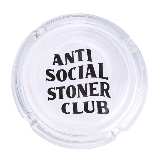 Discover Anti-Social Stoner Club Round Glass Ashtray 4.25", Cute Clear Glass UV Printed Ash Tray Smoking Gift