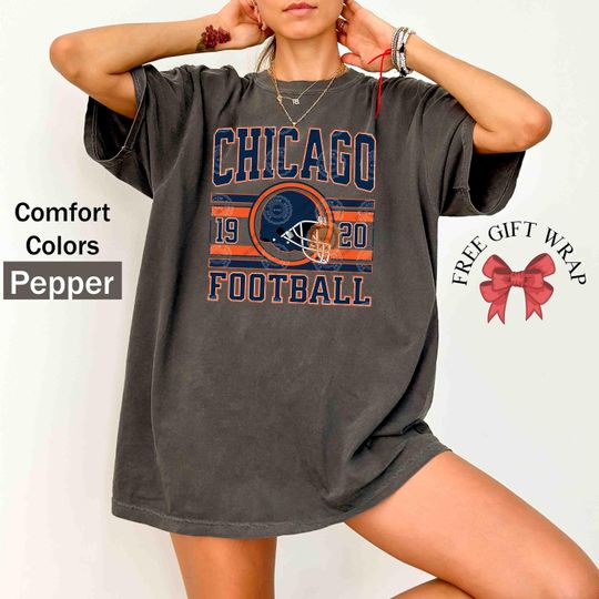 Discover Comfort Colors Chicago Football T-Shirt, Woman Chicago Football Shirt, Chicago Sports Gear, Game Day Apparel, Football Fan Clothing For Kids