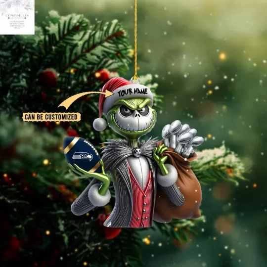 Personalized Seattle Team Seahawks Christmas Ornament, Gifts For Fans