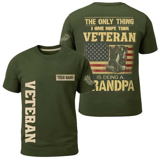 Discover Personalized Veteran Grandpa T-Shirt Custom Name Gift Tee