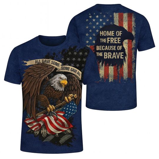 Discover 3D Bald Eagle T-Shirt: Patriotic Stars & Stripes