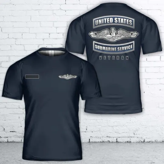 Custom Name US Submarine Service Dolphins Veteran T-Shirt 3D