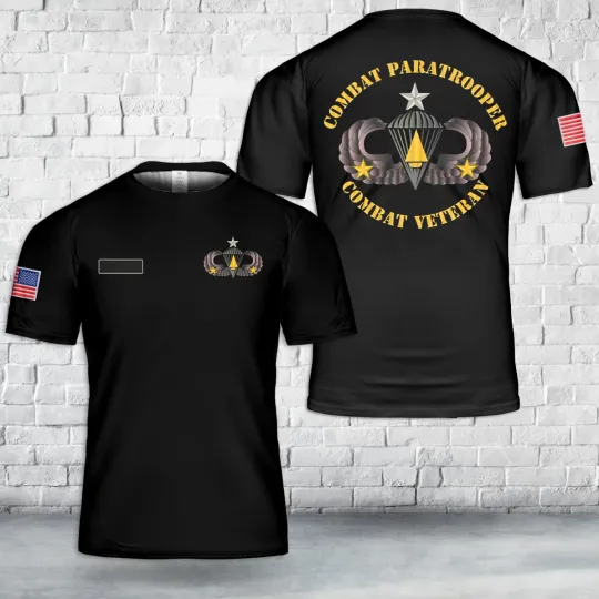Discover Custom Name US Army - Combat Paratrooper - Combat Veteran T-Shirt 3D