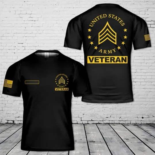Discover Custom Name US Army E-5 Sergeant Veteran T-Shirt 3D