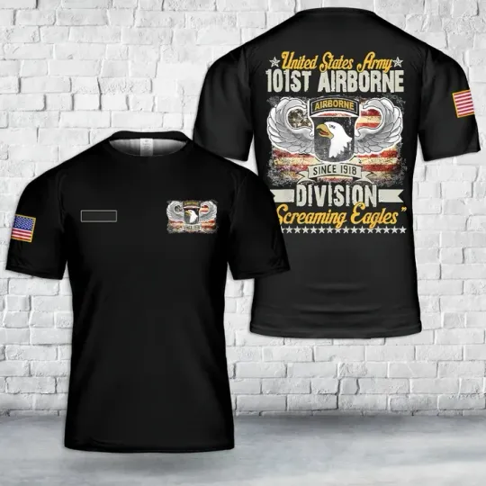 Custom Name US Army 101st Airborne Division Veteran Day T-Shirt 3D