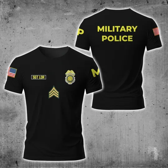 Custom Name US Army Military Police Veteran AOP 3D Full Print T-shirt