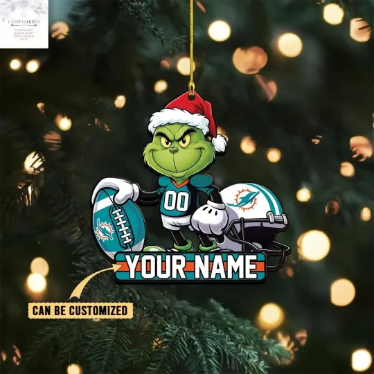Discover Personalized Miami Team Dolphins Christmas Ornament, Gifts For Fans