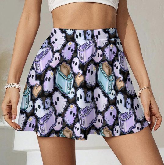 Discover Ghosts On Toast Skater Skirt: Gothic Witchy Skirt Coffin Ghost Goth Witchy Clothing