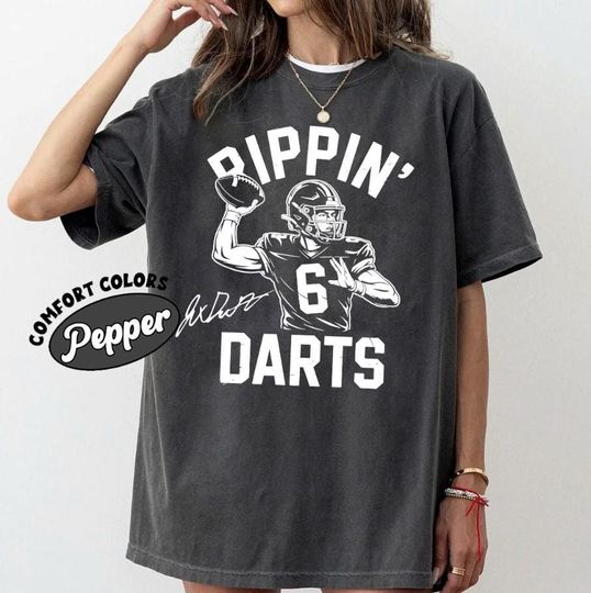 Discover Jaxson Dart Rippin Darts Unisex Vintage Comfort Colors Shirt, New York Football Meme Retro T-Shirt, Game Day Rap Tee, Sports Y2k Tee