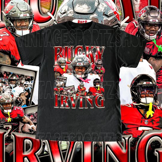 BUCKYY Bn Irving Shirt - Adult & Kids Sizes Vintage Design Retro Bootleg Style Tampa Bay Buccaneers Tee Football Fans