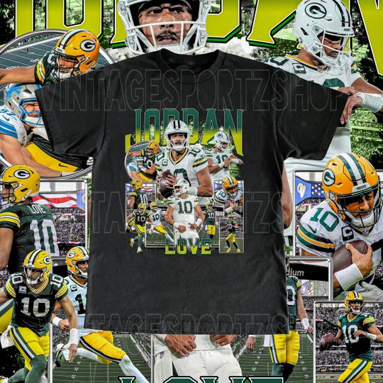 Vintage Jordan Love Shirt - Adult & Kids Sizes Vintage Design Retro Bootleg Style Green Bay Packers Tee Football Fans