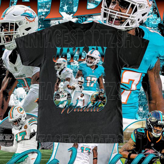 Vintage Jaylen Waddle Shirt - Adult & Kids Sizes Vintage Design Retro Bootleg Style Miami Dolphins Tee Football Fans