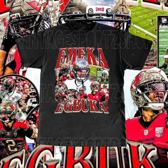 Emeka Egbuka Shirt - Adult & Kids Sizes Vintage Design Retro Bootleg Style Tampa Bay Buccaneers Tee Football Fans