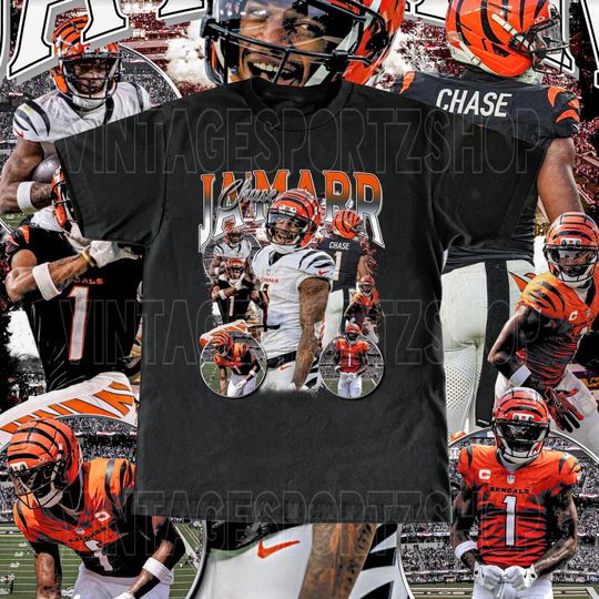 Discover Vintage Ja'Marr Chase Shirt - Adult & Kids Sizes Custom Vintage Design Retro Style High Quality Cincinnati Bengals Tee Football Fans