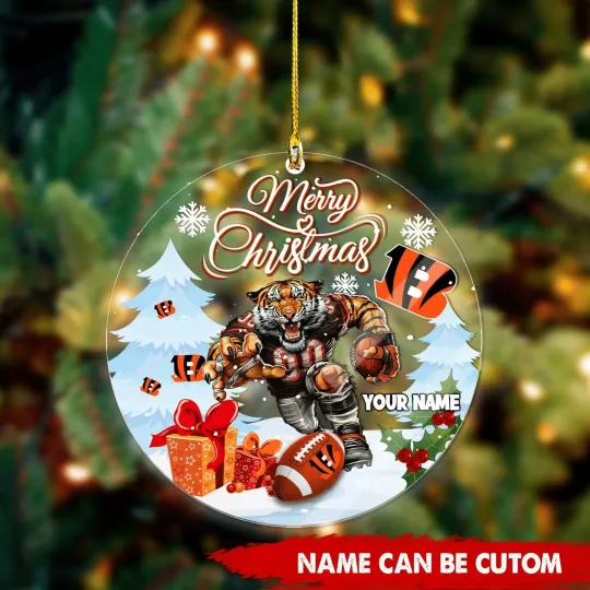Personalized Cincinnati Team Bengals Christmas Ornament, Gifts For Fans