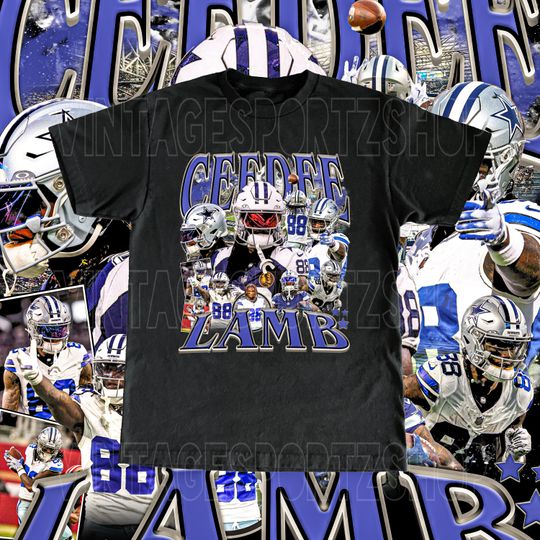 Ceedee Lamb Shirt - Adult & Kids Sizes Vintage Design Retro Bootleg Style Dallas Cowboys Tee Football Fans