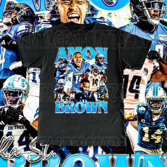Vintage Amon-Ra St. Brown Shirt - Adult & Kids Sizes Vintage Design Retro Bootleg Style Detroit Lions Tee Football Fans