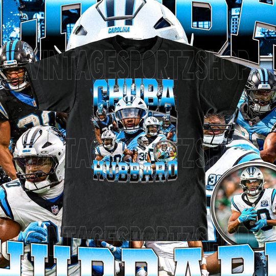 Discover Chuba Hubbard Shirt - Adult & Kids Sizes Custom Vintage Design Retro Style High Quality Carolina Panthers Tee Football Fans
