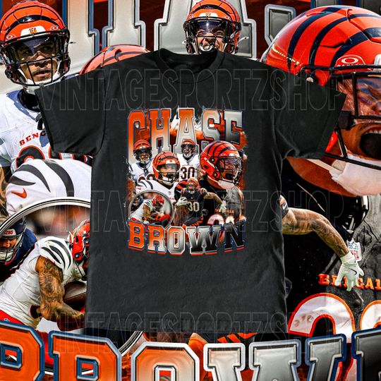 Discover Vintage Chase Brown Shirt - Adult & Kids Sizes Vintage Design Retro Style Cincinnati Bengals Tee Football Fans