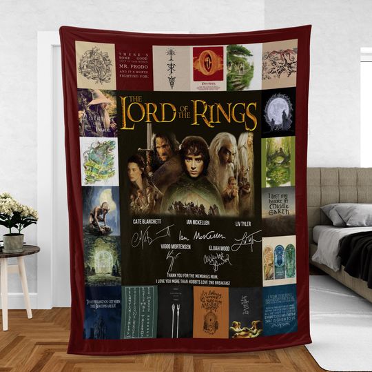 Discover LOTR Fleece Blanket, Anniversary Signature Mink Sherpa Blanket, Fan Gift