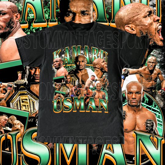 Discover Vintage Kamaru Usman T Shirt - Vintage Design Tee Adult & Kids Sizes MMA Fan Fighter Gift Legend Champion