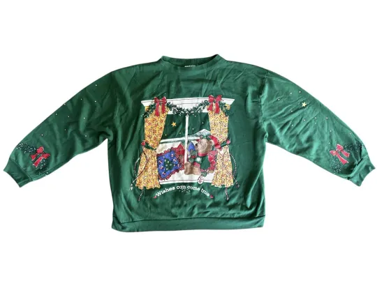 Discover Holiday Time Wishes Come True Teddy Bear Ugly Christmas Sweater Size XL