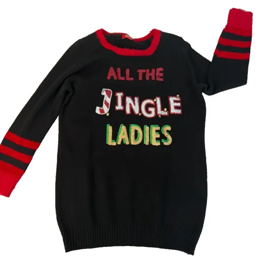 Discover Ugly Christmas Sweater Womens 1X Holiday Traditions Jingle Ladies Sequins Bells